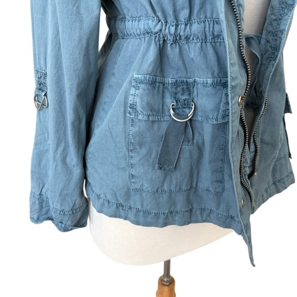 LOFT Blue Tie Waist Utility Jacket XS - Picture 2 of 11